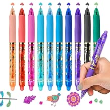 10Pcs Colored Erasable Gel Pens, Click Fine Point 0.5 mm, Quick-Drying, Retractable Comfort Grip Writing Pens for School, Office, Exams