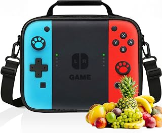 Insulated Lunch Box for Boys Girls, Game Lunch Bag for School Work Office Travel Picnic Hiking Beach, Reusable Portable Lunchbox with Adjustable Strap