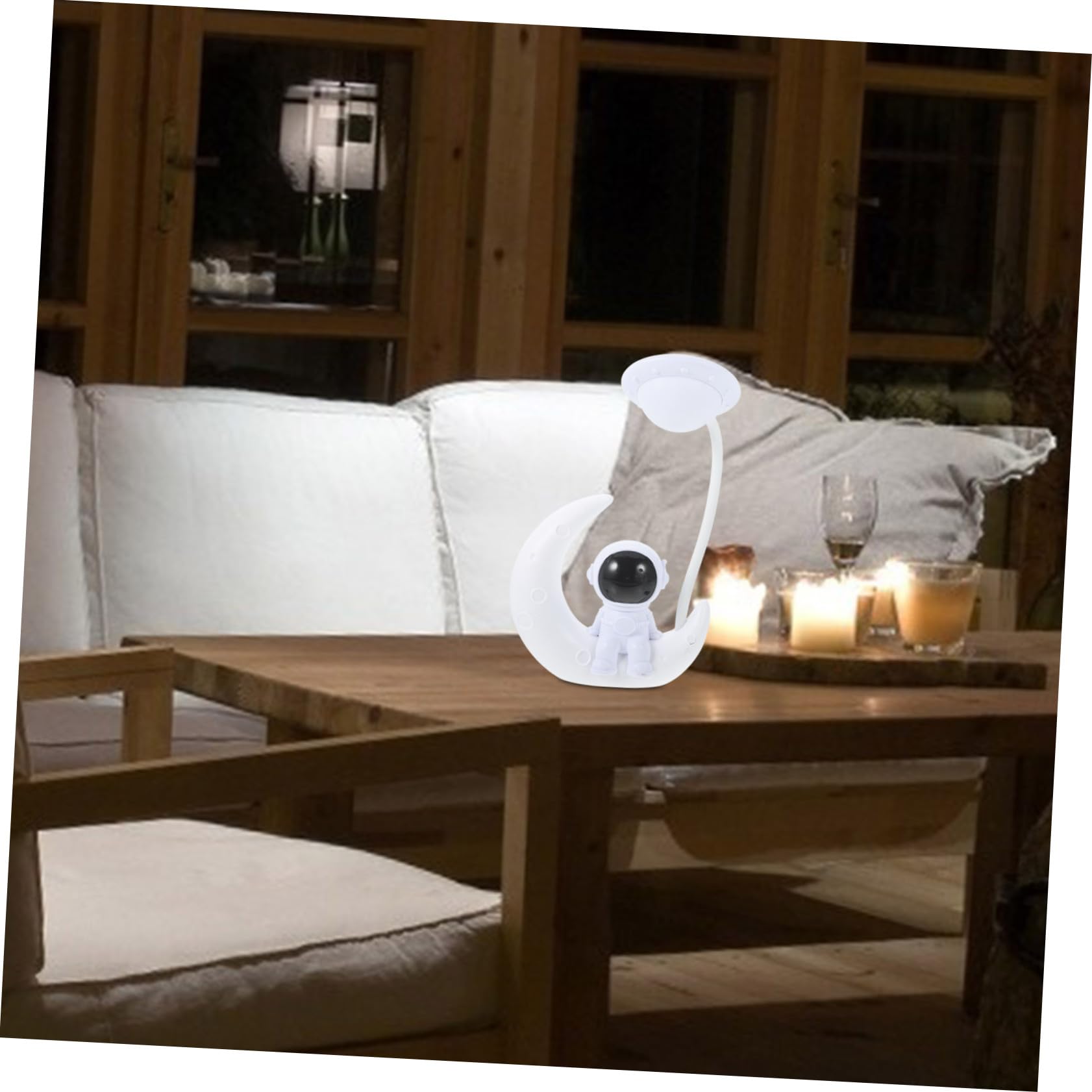 Lámpara de Noche Astronauta USB en Plástico Blanco, Luz LED Suave y Cómoda para Niños, Adecuado para Escenas Nocturnas y Fiestas, Pack de 2 Unidades