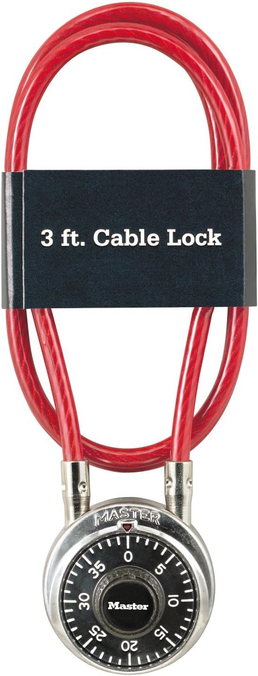 Master Lock Padlock, Standard Dial Combination Lock with 3 ft. Cable, 1-7/8 in. Wide, 1519D