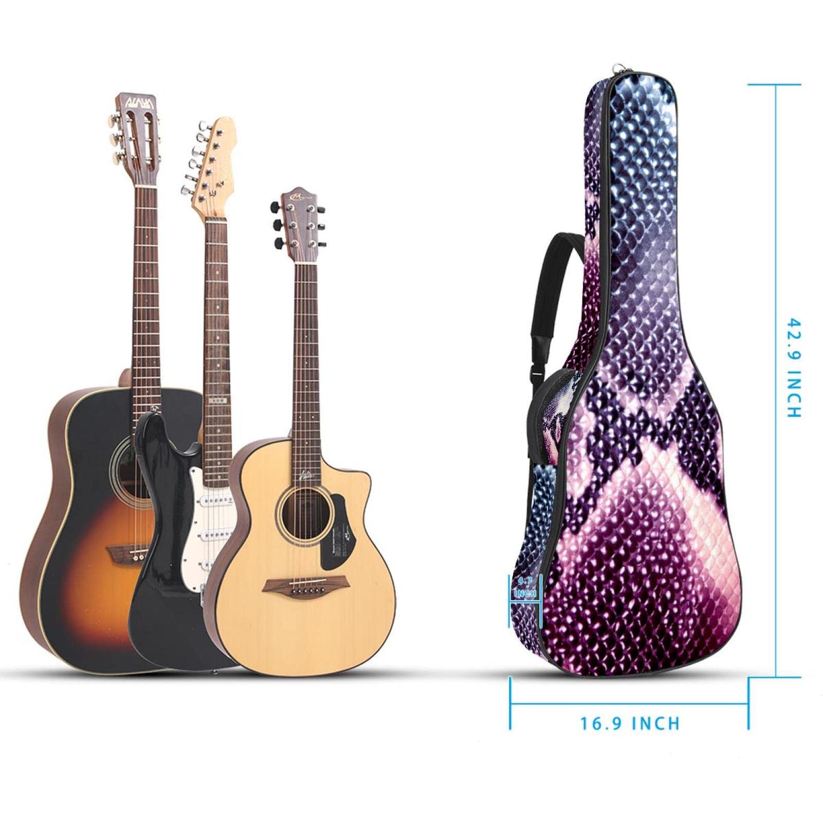 Torba na gitarę akustyczną wodoodporna gitara plecak gruby miękki wyściełany geometryczne serce klasyczna gitara obudowa, Kolor6, 42.9x16.9x4.7 in, Organizer do torby