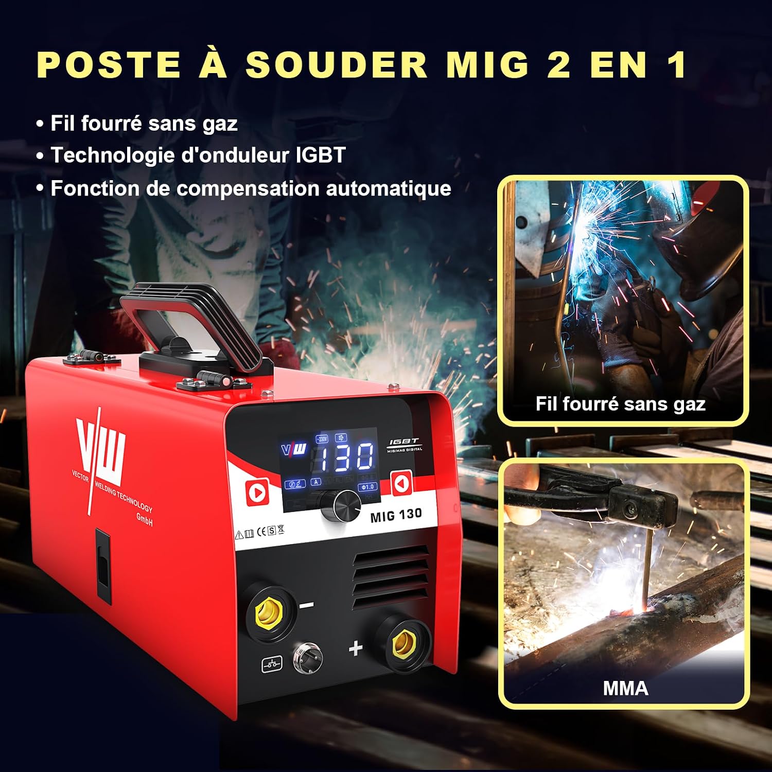 MIG 130A machine à souder portable avec accessoires