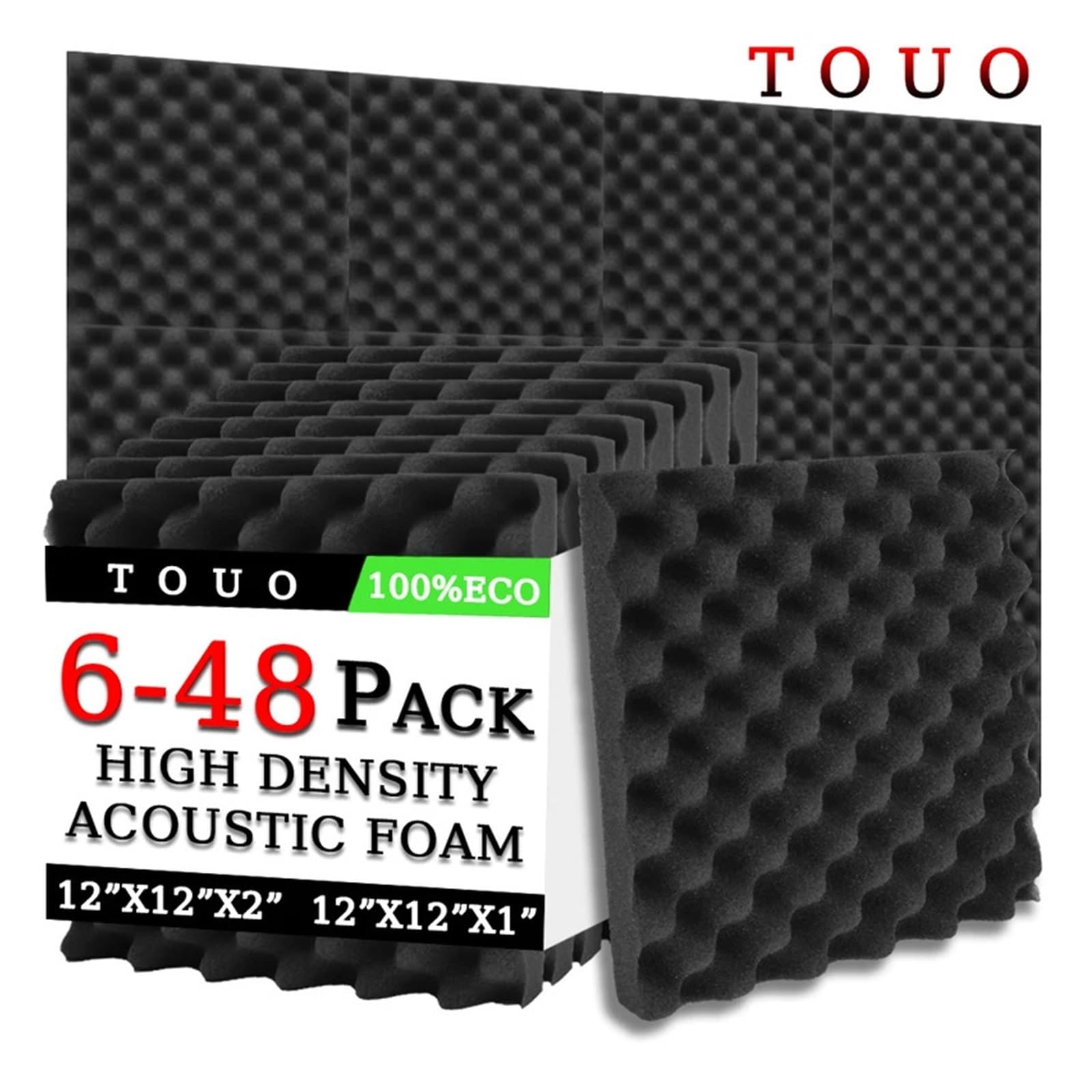 Pannelli in Schiuma Acustica Schiuma fonoassorbente for pareti a trogolo, 6, 12, 24, 48 pezzi, densità, materiale, schiuma acustica, isolamento acustico del soffitto(Green,24 Pcs With Tapes)