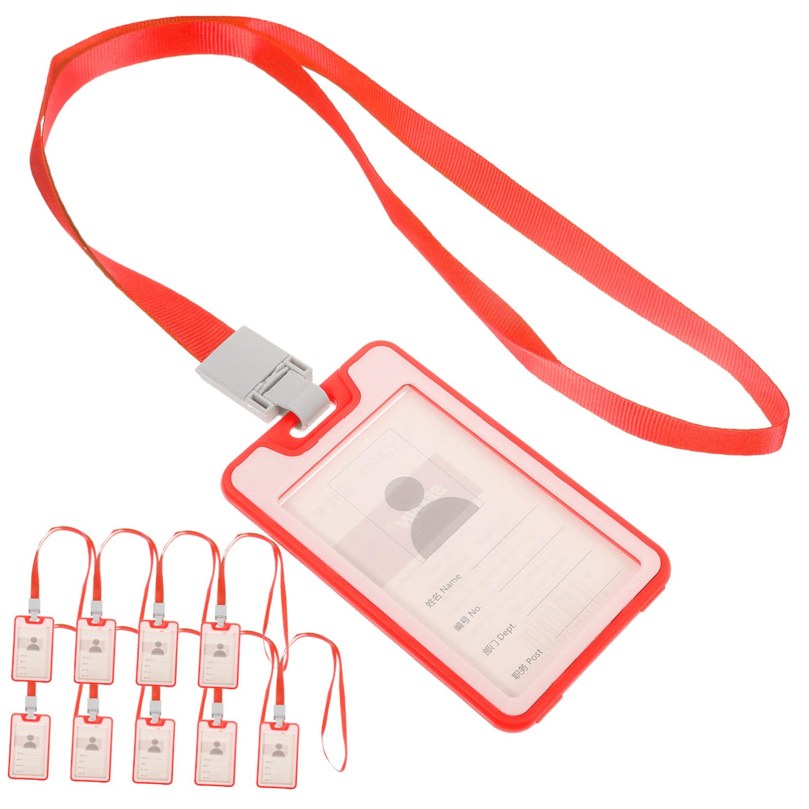 NUOBESTY 50pezzi Portadocumenti Con Cordino Custodia Trasparente Per Badge Id Porta Carte Per Ufficio e Eventi Leggera e Resistente Per Lavoratori e Studenti