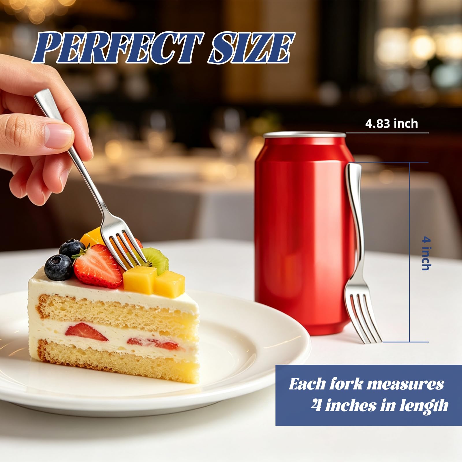 Mini Silver Plastic Forks, 100 Count, Appetizer & Dessert Forks — Amazon image 3