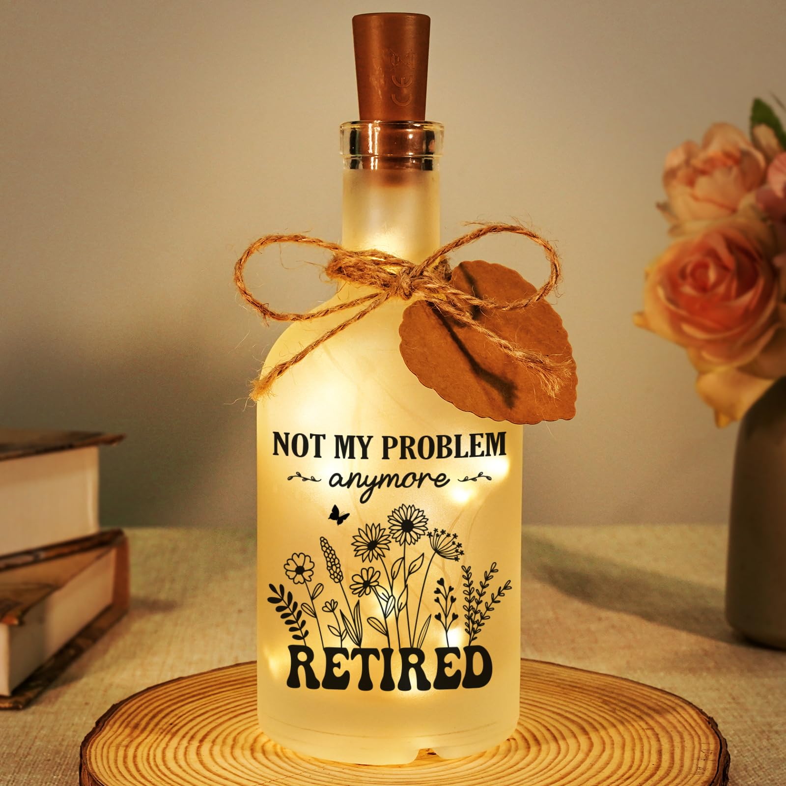 Retirement Gifts for Women, Funny Retiree Glass Bottle Light Keepsake Decor
