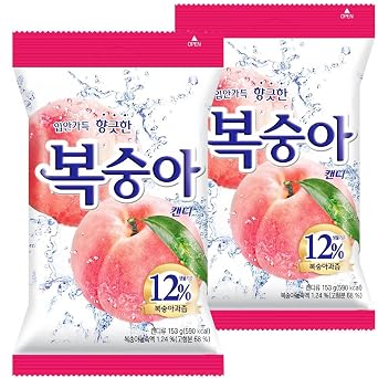 Juicy Peach Flavor Candy, 2 Bags, Sweet & Refreshing Taste, With Peach Juice Concentrate - 5.40 oz 153g x 2Pack
