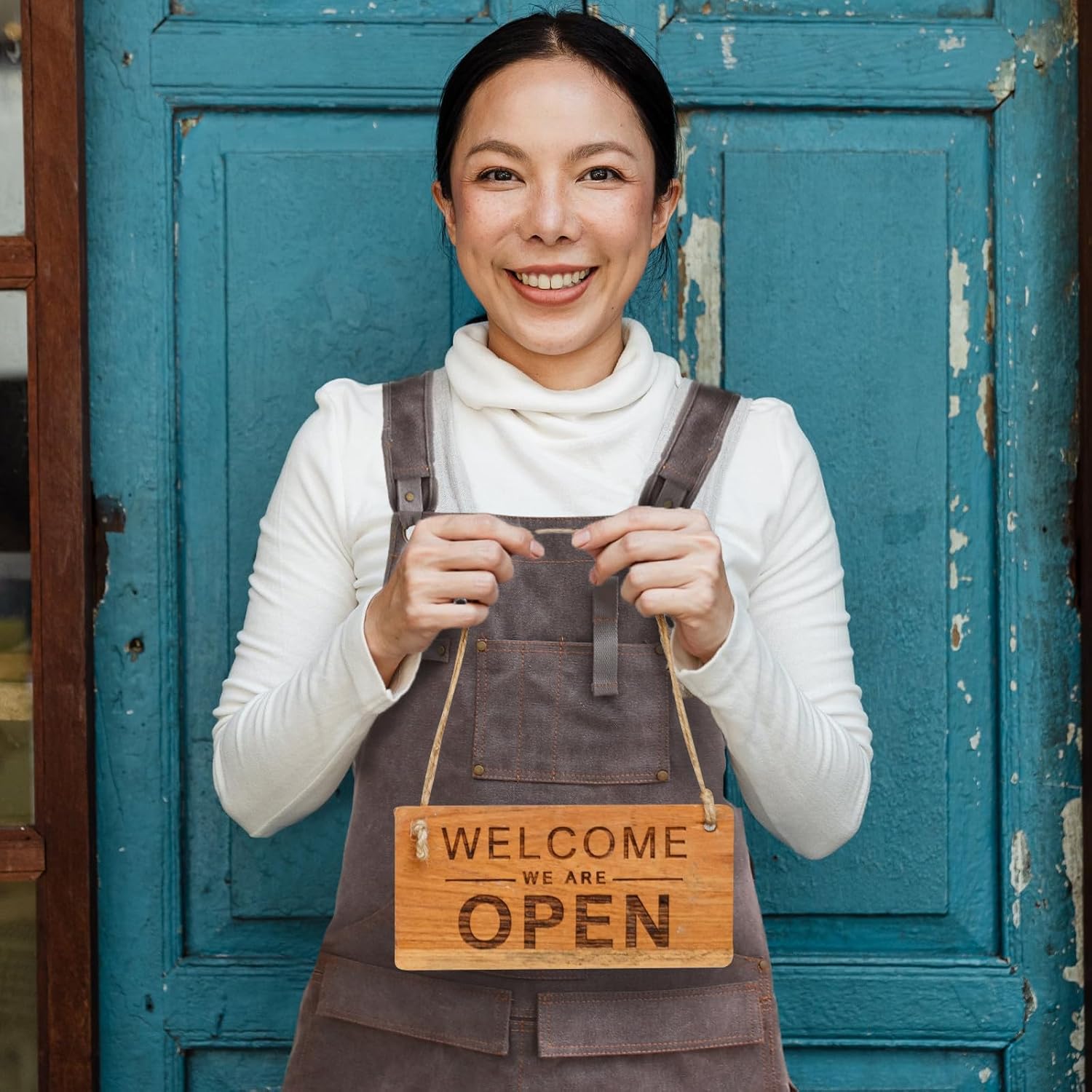 Thickened Multi-pocket Work Protective Apron Washable Dark Grey Canvas Apron for Electrician and Woodworking with Tool Pockets for Adults