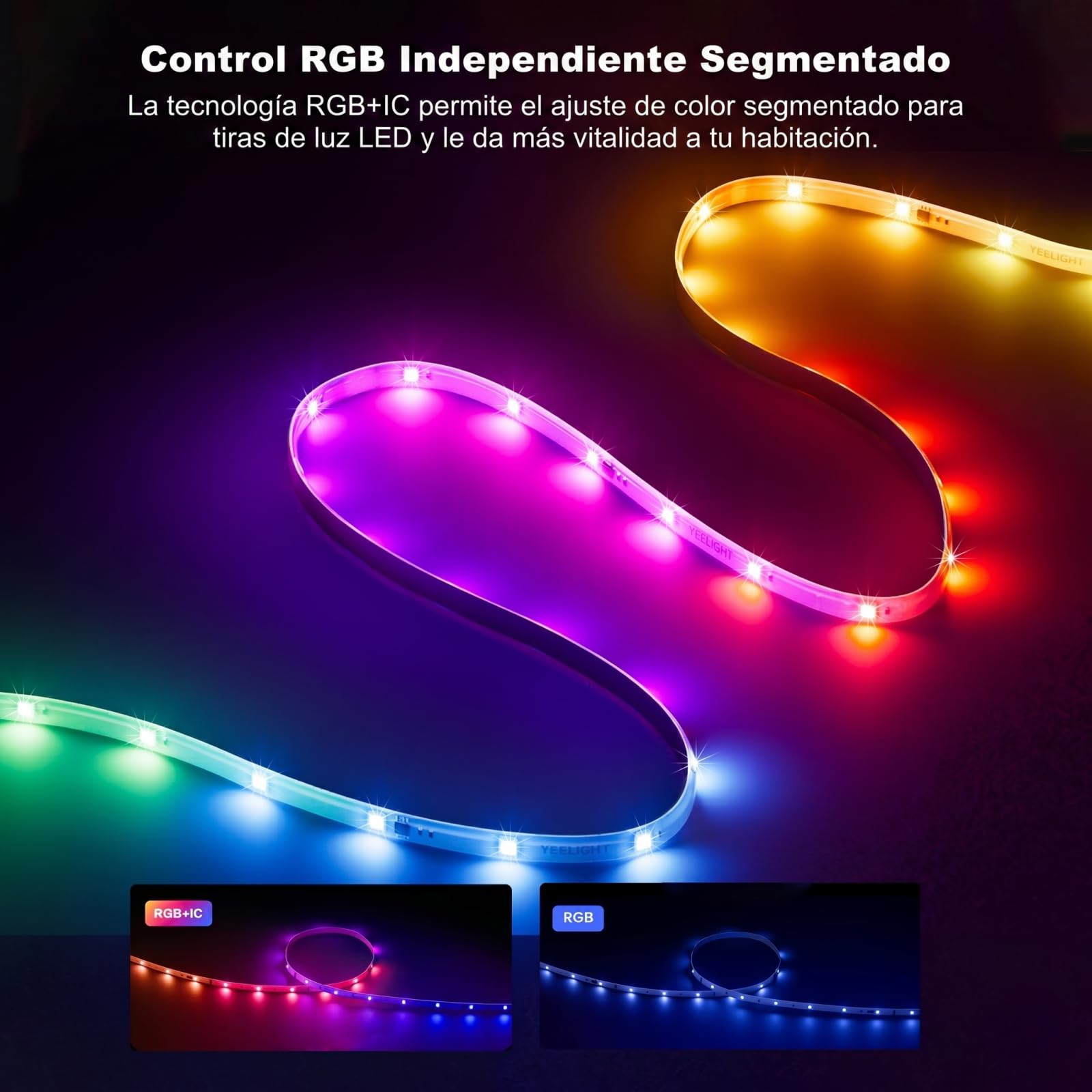 YEELIGHT Tira LED 20M, RGB+IC Smart Compatible con Matter, Alexa, Google Home y Apple HomeKit, Tira de Luces con Control por App(Hub E1 Requerido), Segmentos DIY y Sincronización Musical,10 m*2 rollos