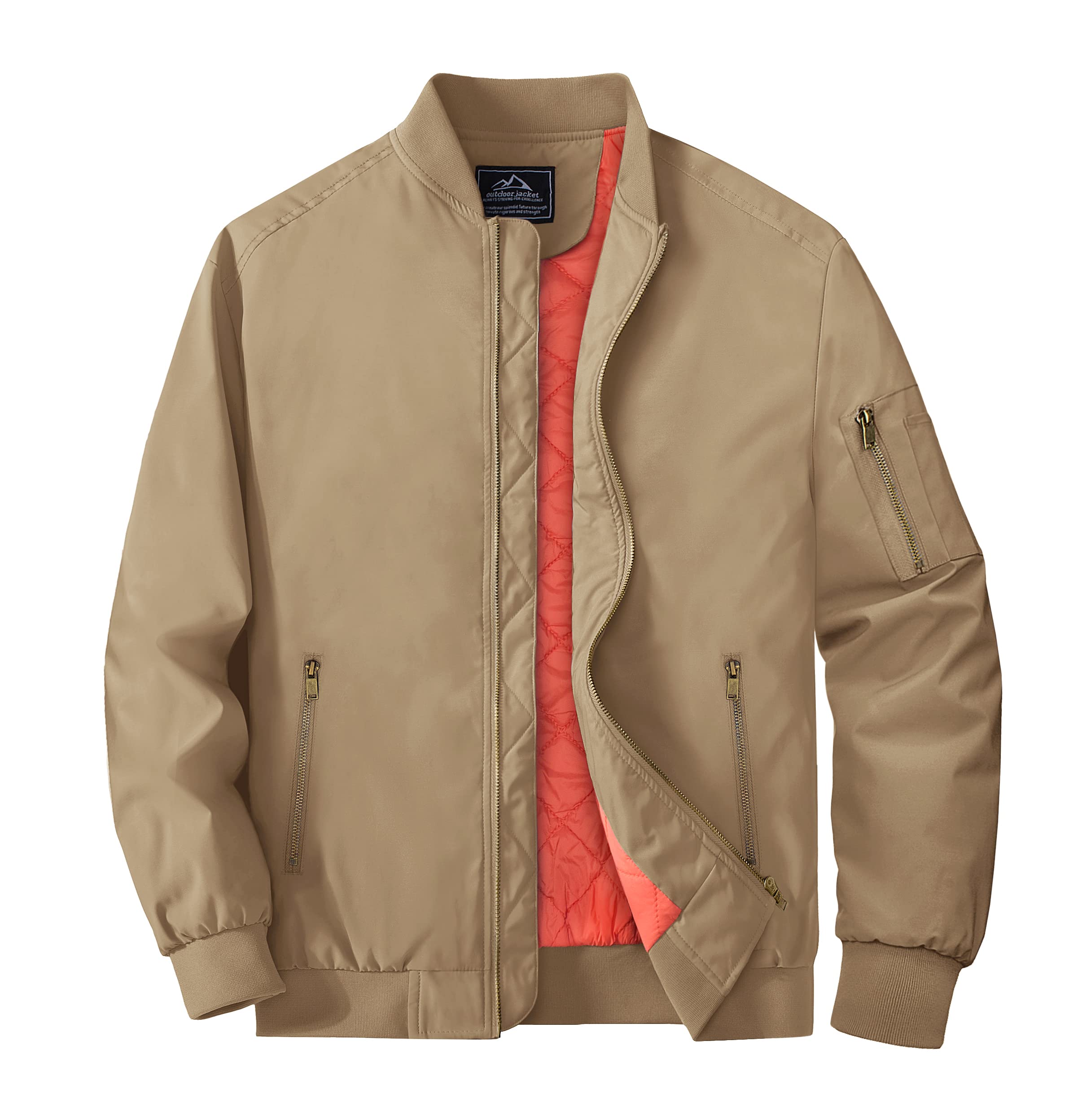 MAGCOMSENMen's Bomber Jacket-Full Zip Windbreaker Fall Winter Warm Padded Casual Jacket Outwear