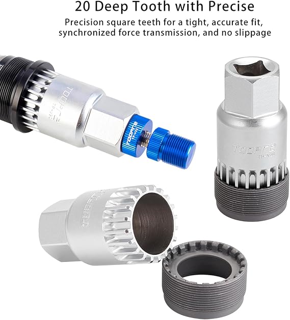 Bottom Bracket Removal Tool Kit, 20-Tooth BB Remover with Anti-Drop Fixing Rod, Compatible with Shimano Octalink, ISIS, Truvativ, Race Face & FSA | 304 Stainless Steel Bike BB Tool