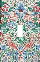 Vista 116 de Cubierta de interruptor de luz basculante de palanca de 2 bandas con textura de tablón rústico, diseño floral de mariposa y margarita