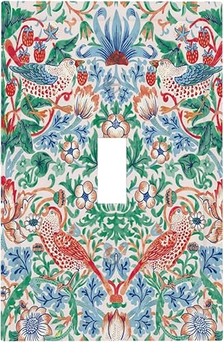 Miniatura 116 de Cubierta de interruptor de luz basculante de palanca de 2 bandas con textura de tablón rústico, diseño floral de mariposa y margarita