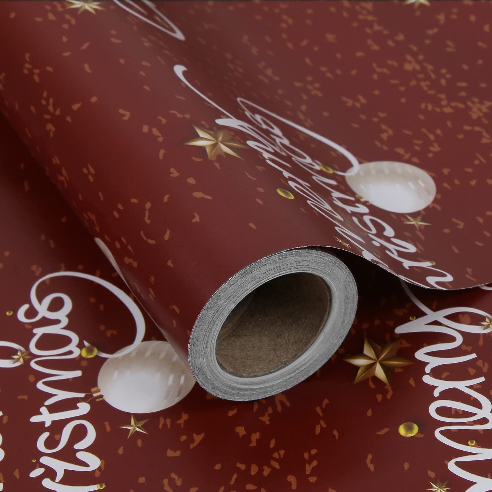 Aimyoo Red Christmas Wrapping Paper Jumbo Roll, Merry Christmas Xmas Gift Wrap Paper 17 in x 32 ft