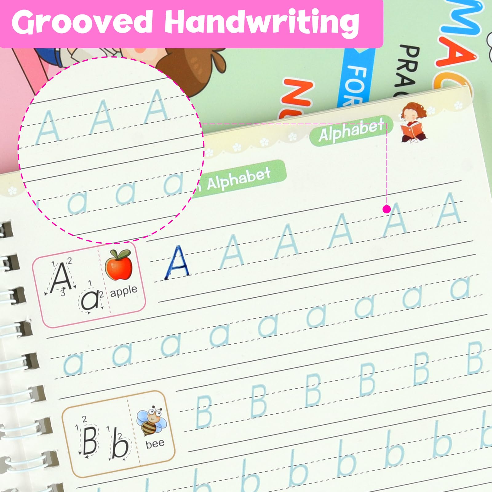 Großes Handschrift-Übungsset Für Kinder – 5 Bücher, Stifte, Griffhilfe, Wiederverwendbar