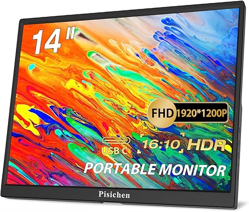 Monitor portátil 14 pulgadas FHD 1920 x 1200P USB-C Monitor portátil para portátil IPS Monitor segunda pantalla para computadora portátil PC