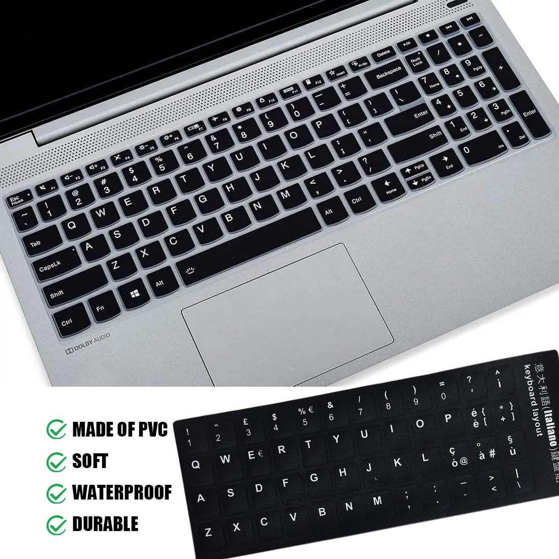 Adesivi Per Tastiera Italiana LYQNIHOB - 4 Pezzi Sostitutivi Per Conversione Layout, Lettere Chiare Su Sfondo Nero, In PVC Resistente E Impermeabile - Trasforma La Tua Tastiera In Italiano - 3