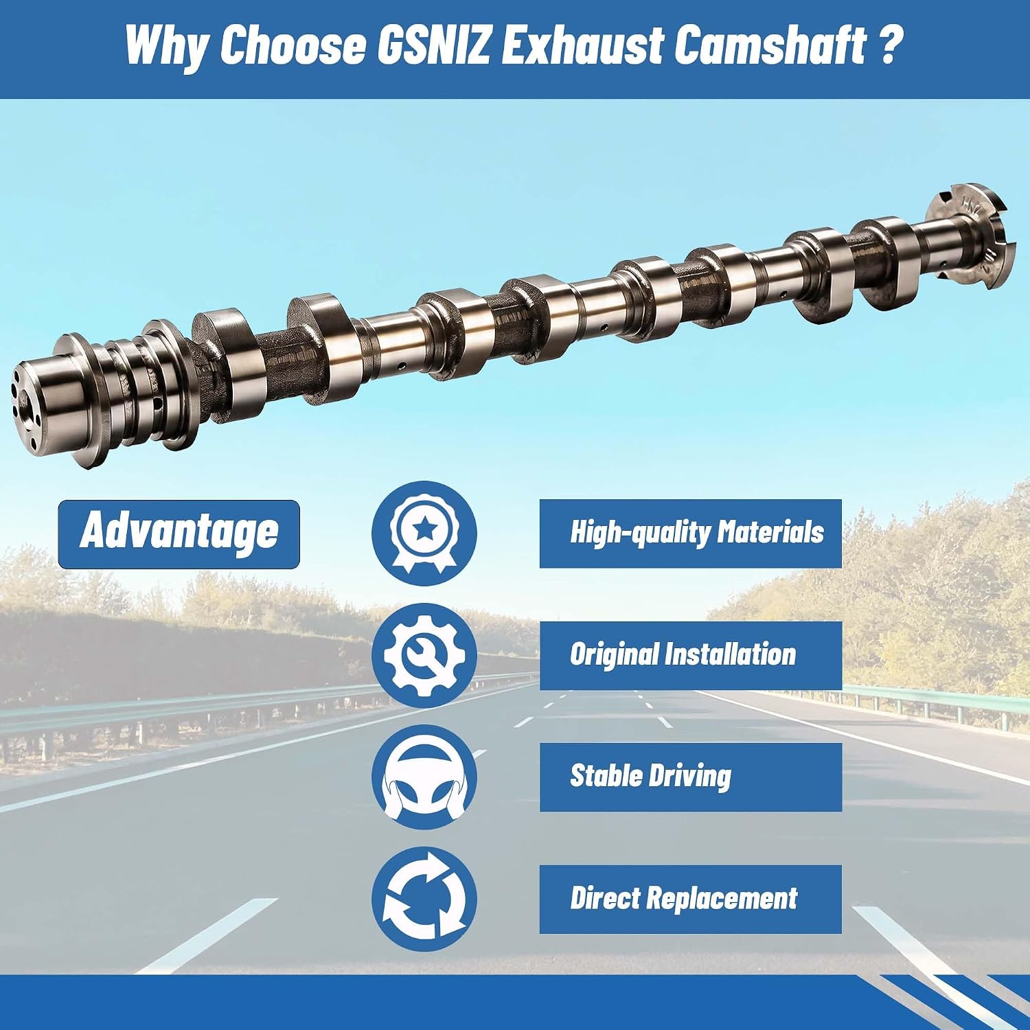 24200-2E074 Upgraded Engine Exhaust Camshaft Compatible with Hyundai Elantra 2.0L 2017-2021, Veloster Kona Exhaust Kia Forte Soul Seltos Replace OE# 242002E074 24200-2E084 Cam Shaft