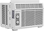 Amazon Basics 5000-BTU Small Window Air Conditioner, Up to 150 Sqf, Window AC Units with Cool and Fan Functions, Washable Filter, Adjustable Window Kit, Intuitive Mechanical Controls, White