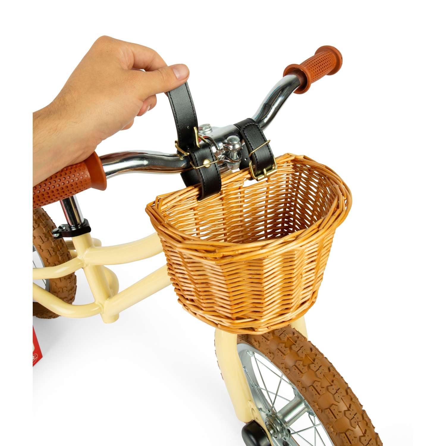 Bigjigs Toys Vélo d'équilibre Couleur crème avec Panier - Vélo sans pédales pour Tout-Petits