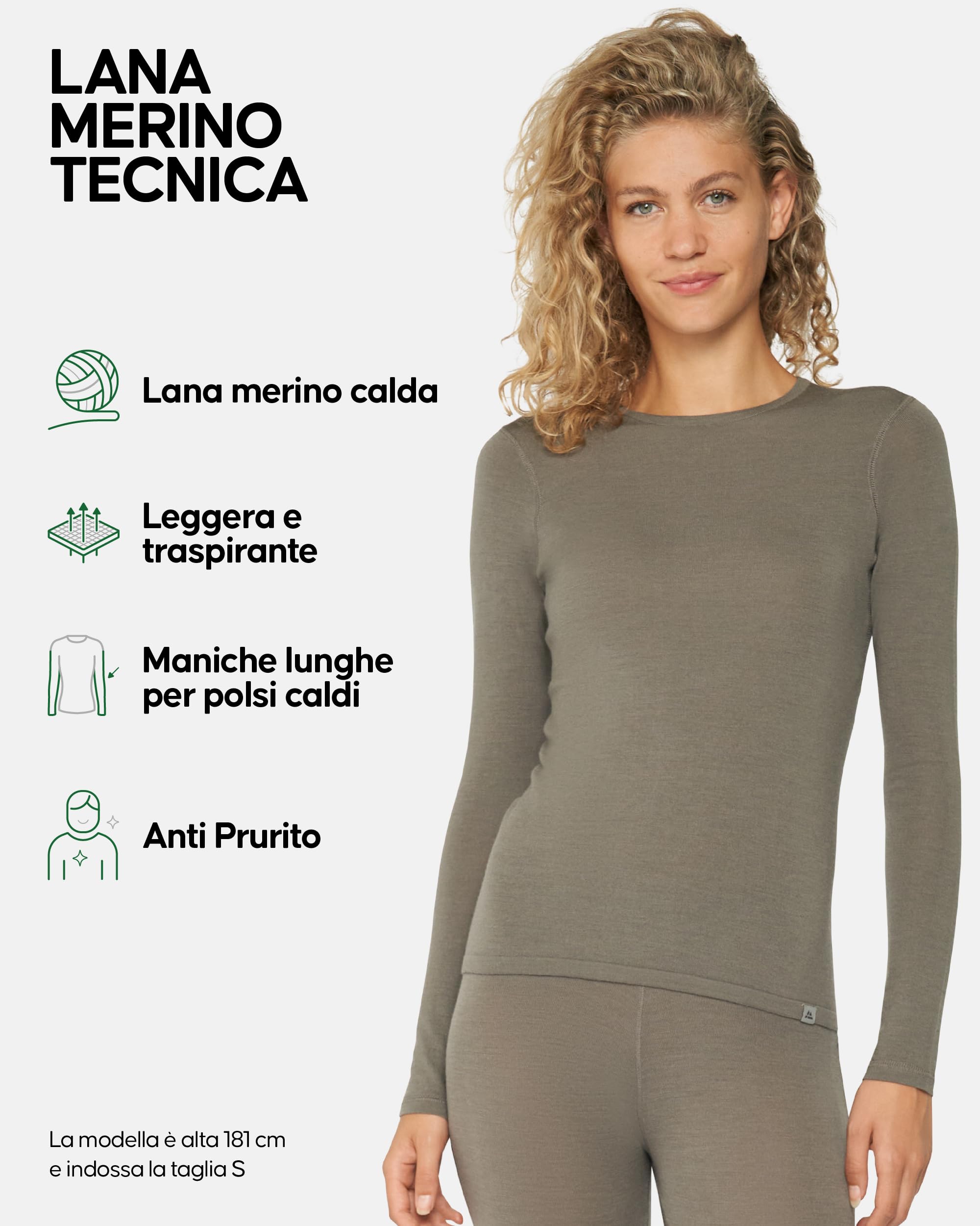 DANISH ENDURANCE Maglia Termica Donna in Lana Merino, Manica Lunga, per Sci, Trekking, Escursionismo
