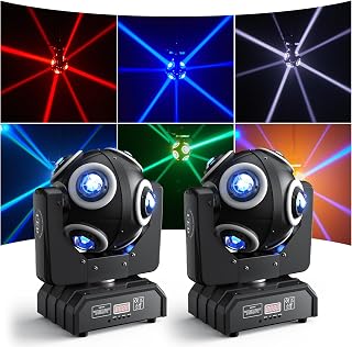 2Pcs 150W Moving Head Light 8 LEDs RGBW 360°Rotation DJ Light DMX 512 14CH with Sound Activated Moving Head Beam Lights for Disco Wedding Parties Live Show Bar Christmas