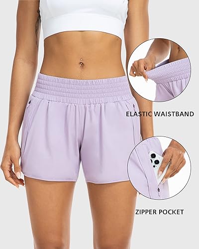 Miniatura 9 de YEZII Pantalones cortos deportivos para mujer con bolsillos, cintura alta, pantalones cortos de entrenamiento para correr, gimnasio, yoga,
