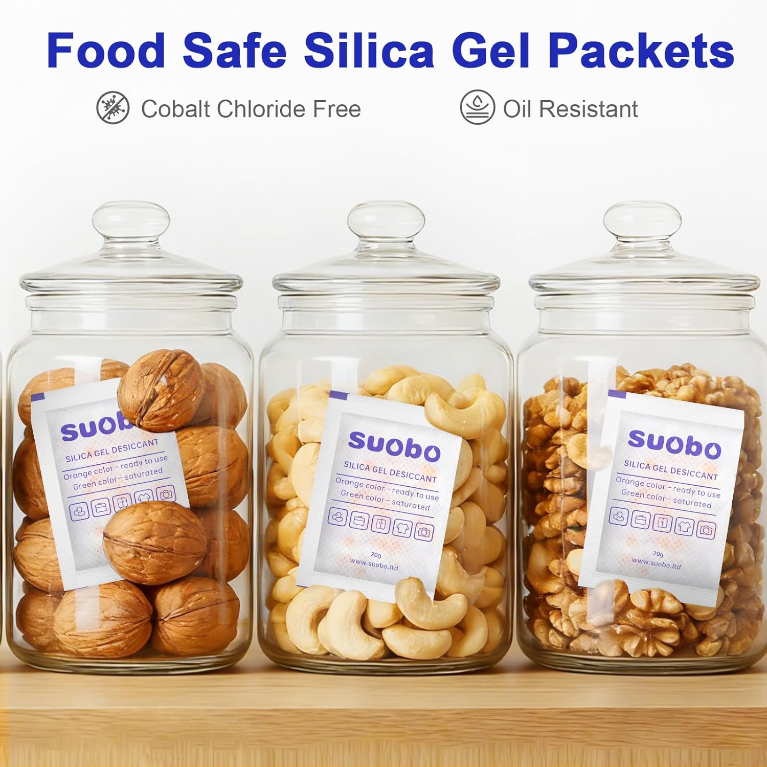 Silica Gel Packets, 20 Gram 85 Packs Moisture Absorbers for Food Grade, Desiccant Packs for Storage with Color Indicating, Rechargeable Silica Packets for Food Storage, Electronics, Tools, Safes