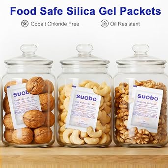 Silica Gel Packets, 20 Gram 85 Packs Moisture Absorbers for Food Grade, Desiccant Packs for Storage with Color Indicating, Rechargeable Silica Packets for Food Storage, Electronics, Tools, Safes