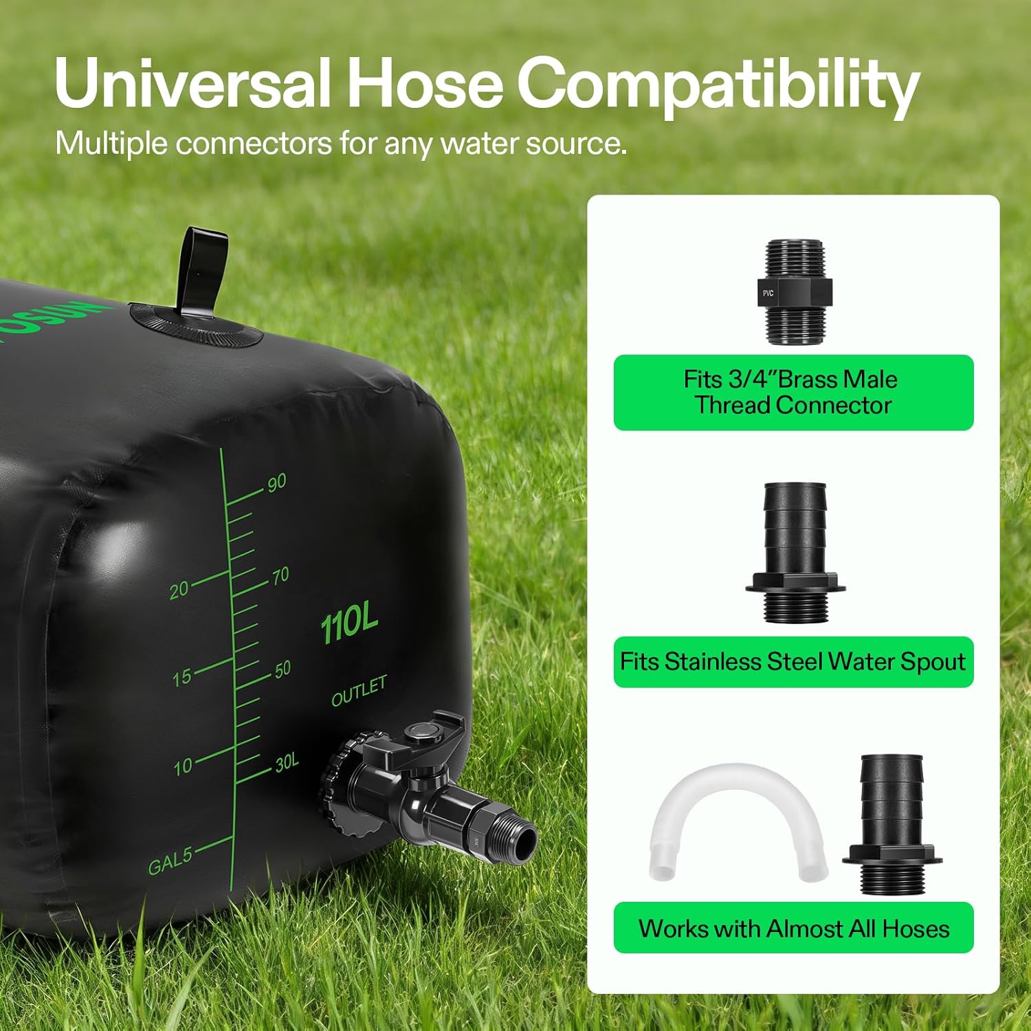 VIVOSUN 110 L/30 Gal Water Storage Bladder, Foldable and Portable Water Tank, Water Storage Bag Containers for RV, Camping, Garden, Irrigation, Drought Resistance, Firefighting