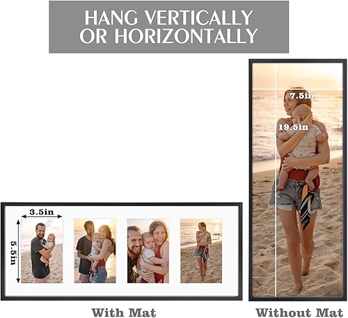 Miniatura 5 de Golden State Art, Marco de aluminio para collage de 4 x 6, muestra imágenes de 6 x 4 con 4 aberturas o una foto de 8 x 20 pulgadas, cristal real,