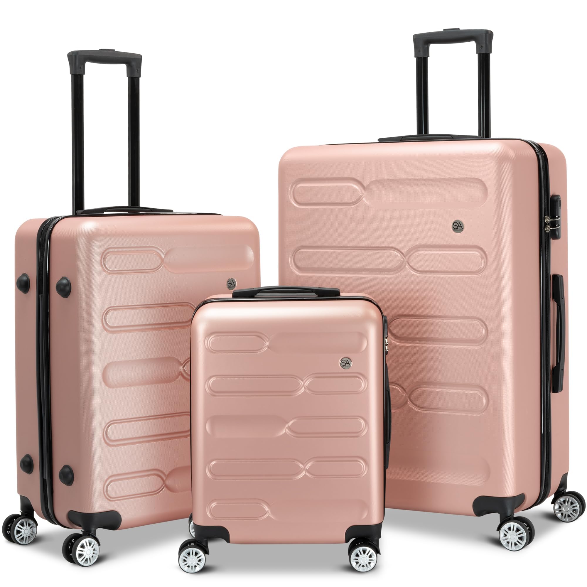 Cabin Suitcase Rose Gold Hard Shell Luggage Set SA
