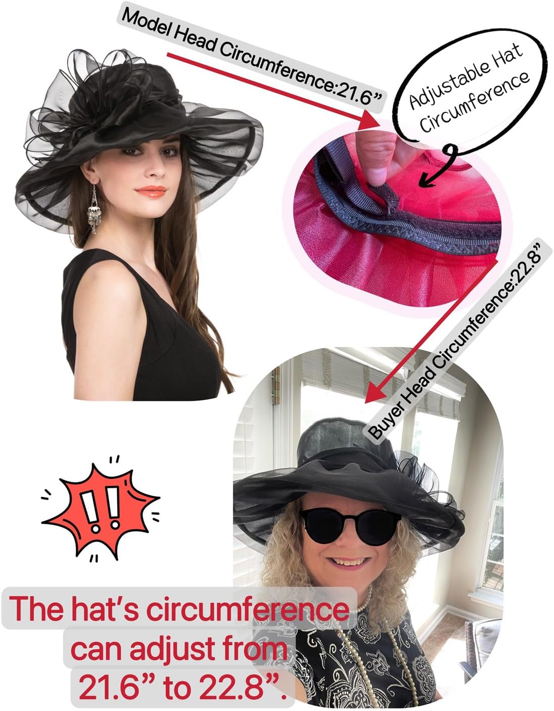 SAFERIN Women's Organza Church Kentucky Derby Fascinator Bridal Tea Party Wedding Hat - Image 5