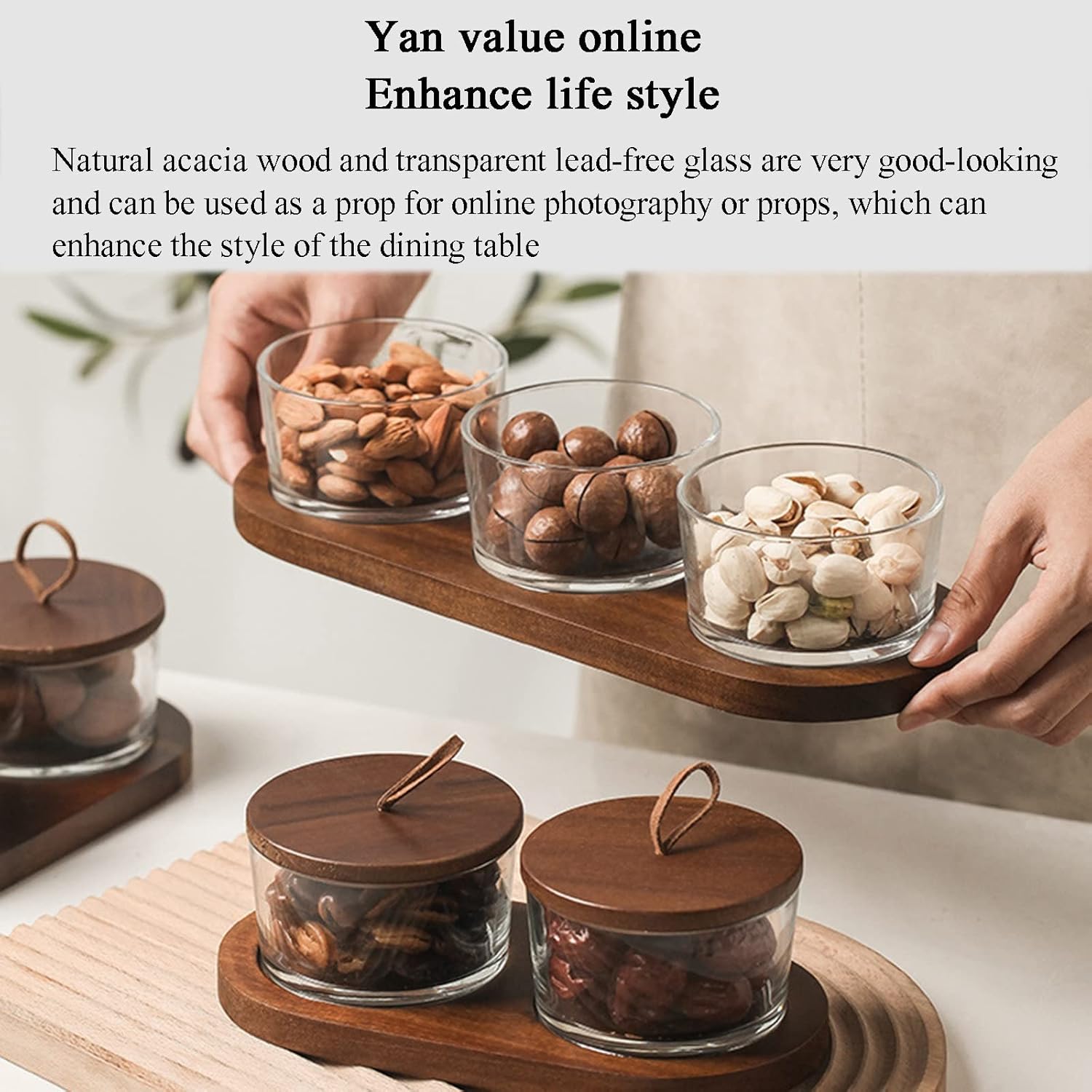 Dried Fruit Tray Gift, For Almonds And Pistachios For Festive Birthday Healthy Snacks Business Food Platter LYWY (Color : Brown, Size : 31x21x6.5cm)