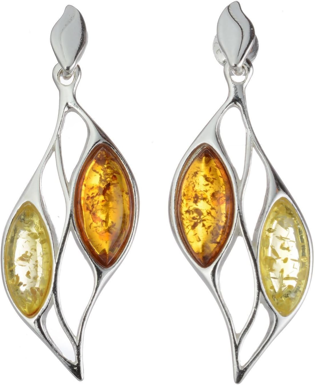 Amber Earrings - Sterling Silver and Baltic Honey Amber Earrings "Jennifer" - Sterling Silver Jewelry Collection