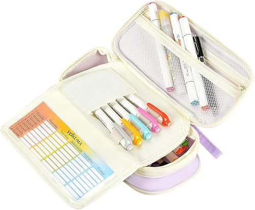 Miniatura 8 de YOKUMA Estuche para Lápices Bonito Estuche de Lápices para Niñas de Gran Capacidad, Caja de Lápices, Suministros Escolares Estéticos Kawaii para