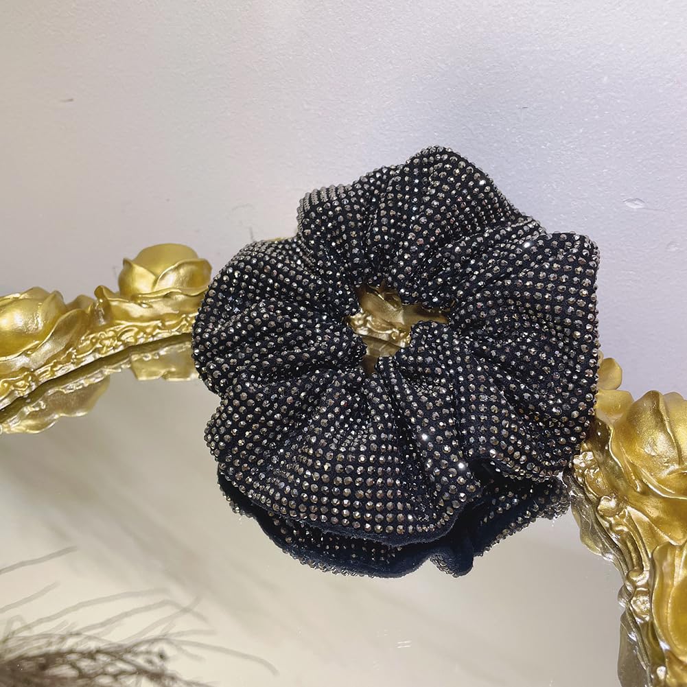 Rhinestone Hair Scrunchie Embellished Elastics Hair Ties Bands Hair Ropes Bobbles Crystal Ponytail Holders Accessory for Womens - Image 4