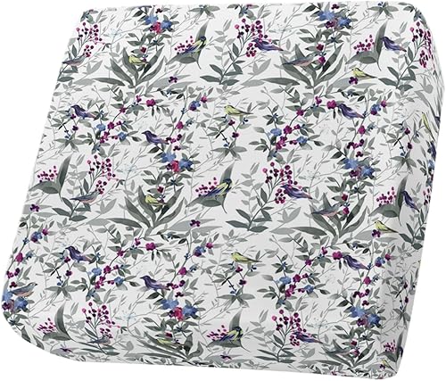 Fundas de cojín para sofá botánico gris, funda elástica para sofá con parte inferior elástica, diseño de plantas pastorales y pájaros florales de