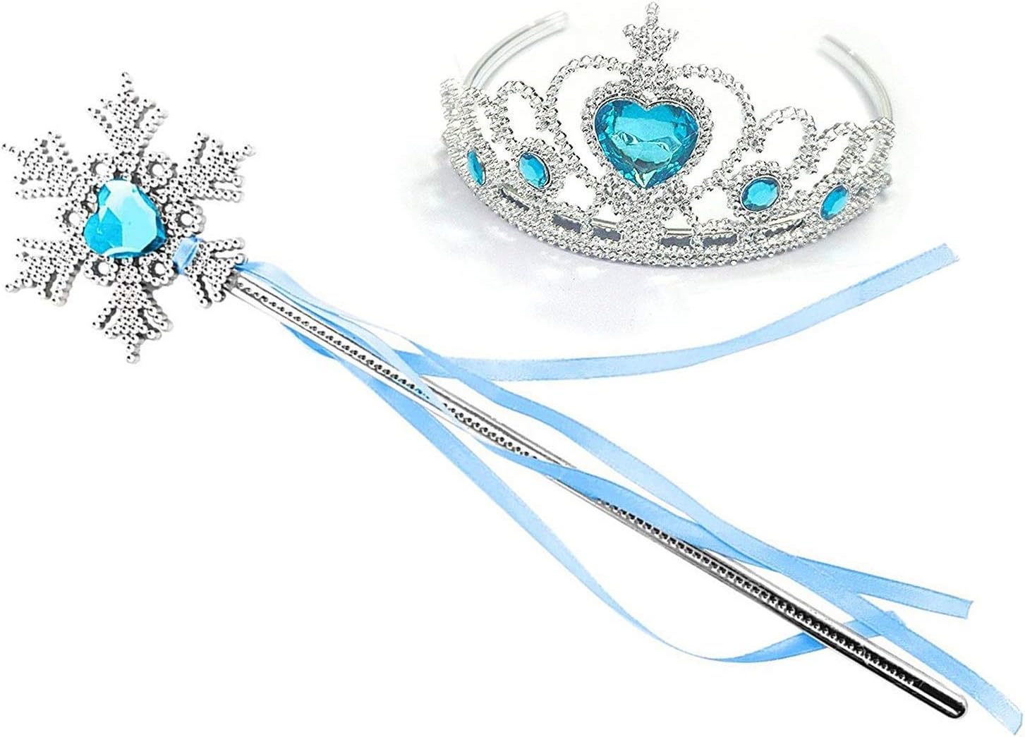BellaMira Lifestyle Accessories Wand Tiara Set Hearts Stars Butterfly Snowflake Winter - Choice Of Designs For Girls Boys Dress Up Party Play Birthday (Snowflake Wand & Tiara Set)