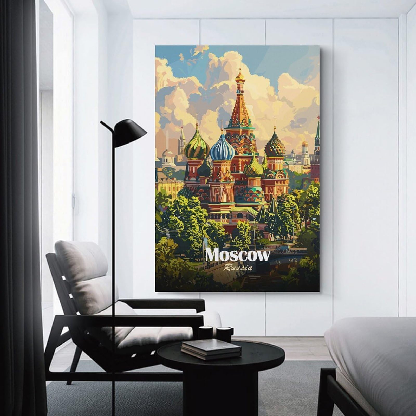 Junmoney Moscow Russia Cityscape Art Illustration Decorative Wall Artwork 24x36inch(60x90cm), for New Homes, Bedrooms Or Workspaces, A Wall Art Gift for Fresh Interiors