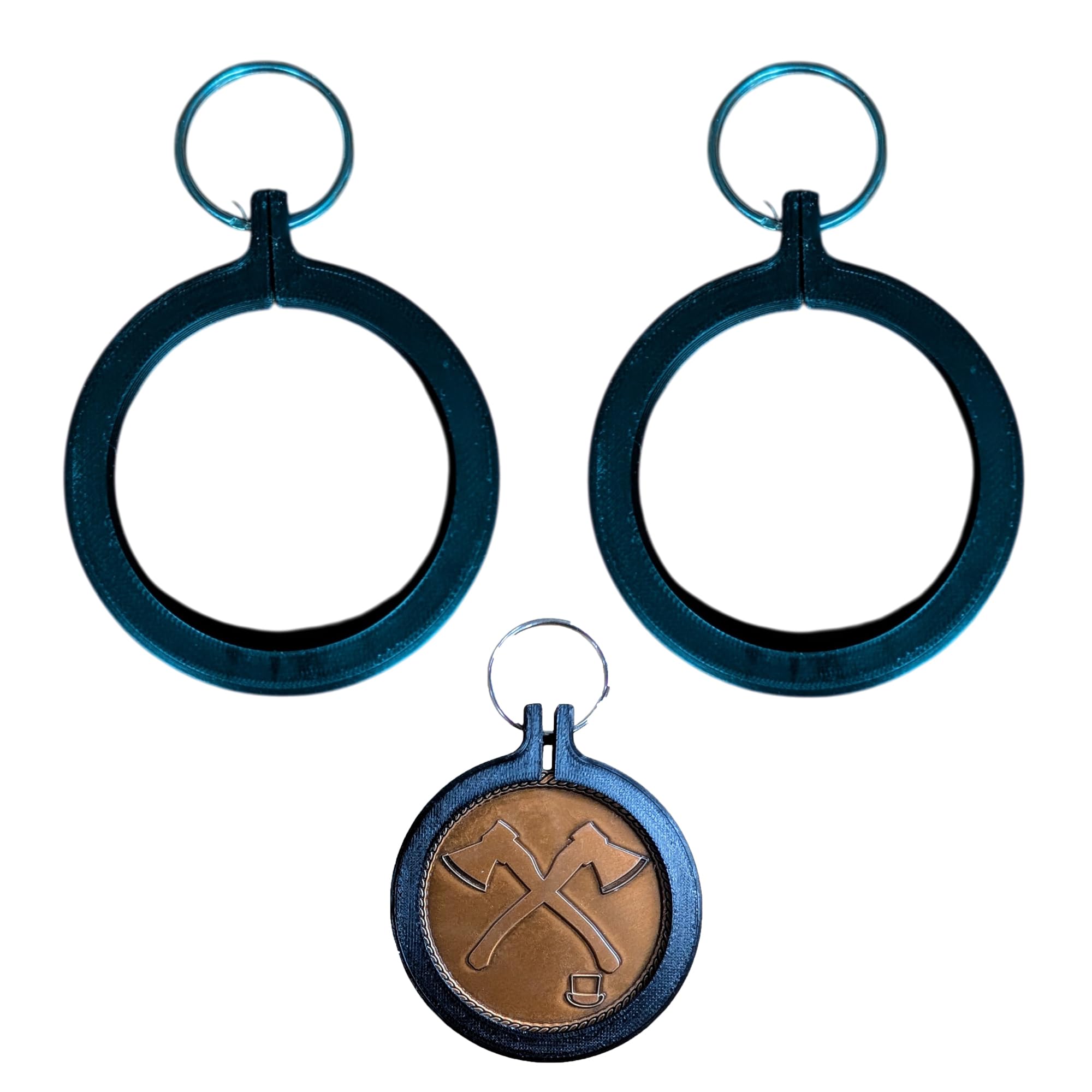 Photo 1 of Generic 2-Inch Challenge Coin Keychain Holder, Black (2-Pack)
