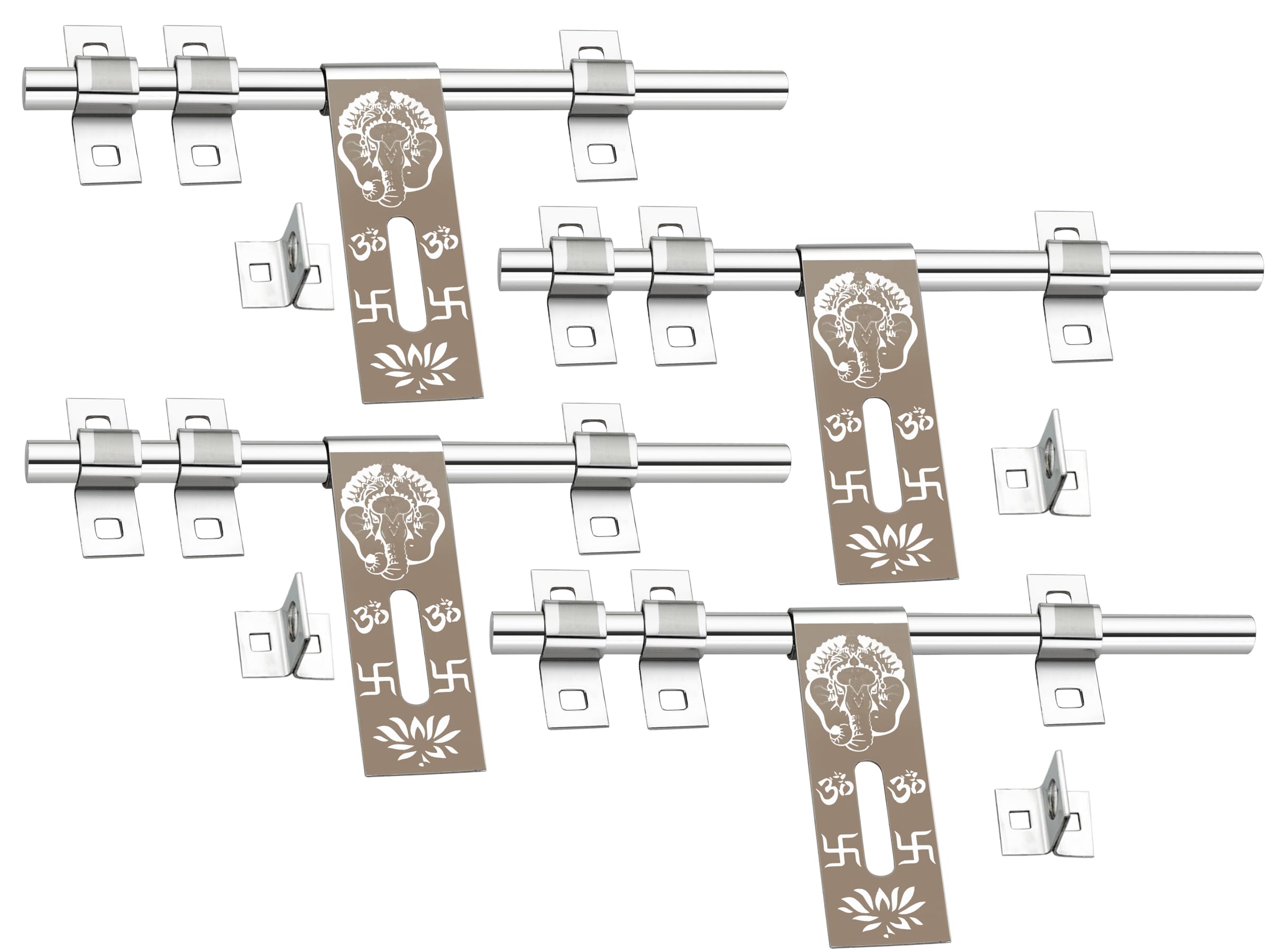 S-GUARD Stainless Steel Door Aldrops for Main Gate | Main Door | Kitchen | Bathroom | Office | Door Fitting Laser Print Design-14MM- 10 inch, Silver Polished (Ganesha1-2 Pieces) (Ganesha4-4 Pcs) (B0CHQK6VGZ) Amazon Price History, Amazon Price Tracker