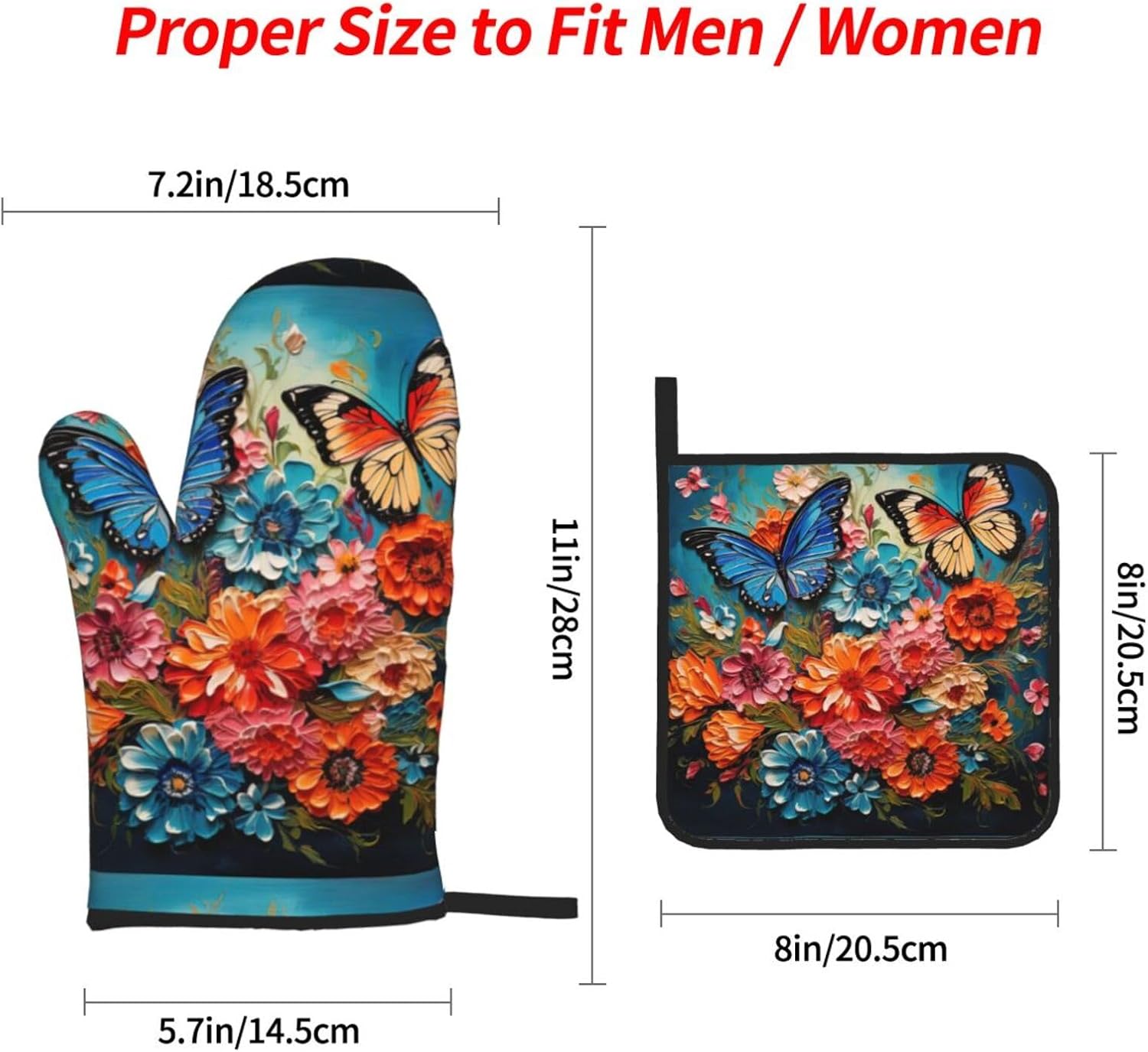 Flowers and Butterfly Kitchen baking four piece set, fit for cooking and baking, oven, microwave, and outdoor barbecue