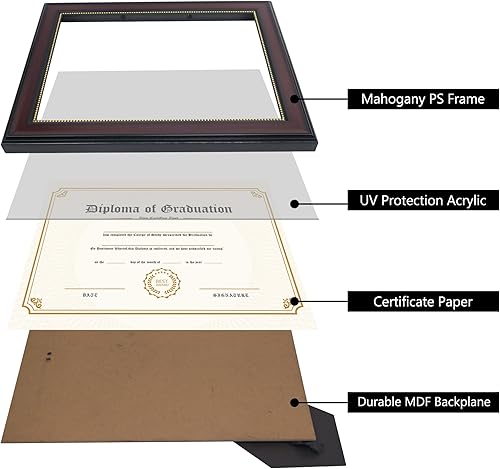 Miniatura 4 de GraduatePro Marco de diploma de 8.5 x 11 pulgadas, marco de fotos para pared y mesa con acrílico de protección UV, aspecto de madera profesional,