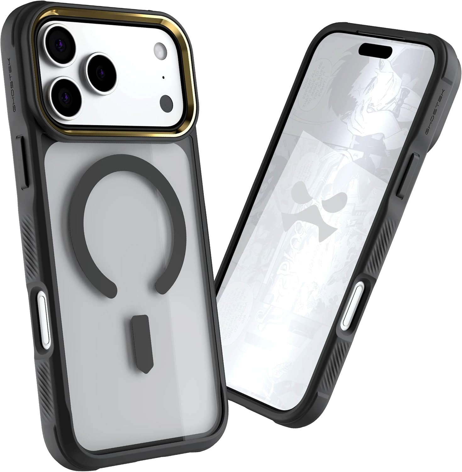 Ghostek Covert Designed for iPhone 17 Pro Max Clear Case - Compatible with MagSafe Accessories, Shockproof Silicone, Minimalist Phone Cover (6.9 Inch, Black)