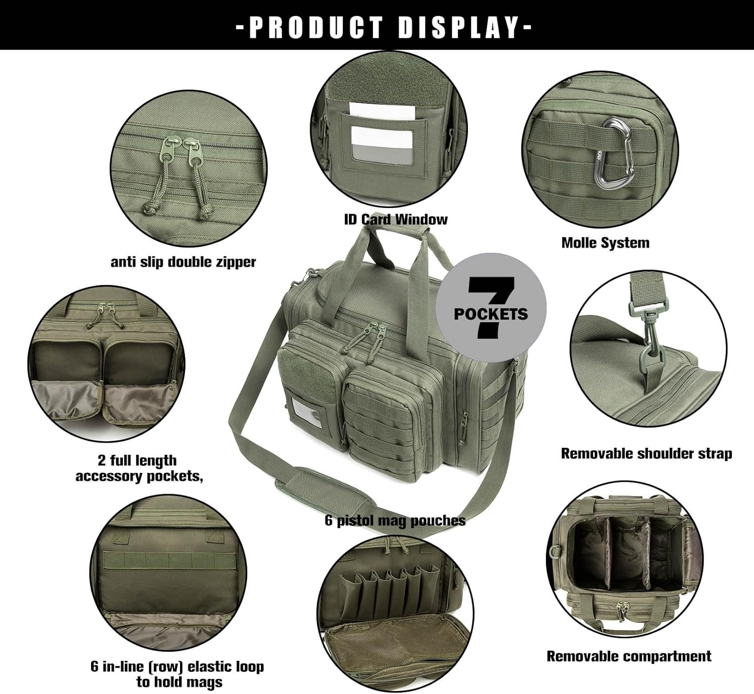 Gun Range Bag for Handguns and Ammo Tactical Pistol Case Shooting Range Duffle Bags Large Handguns Magazine Ammo Gear Accessories Pouch for Hunting Shooting Range Sport - Image 7