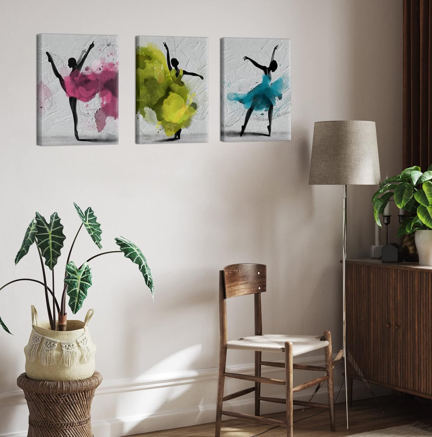 Apicoture Ballet Dance Canvas Wall Art - Abstract Watercolor Ballerina Dancer Painting Canvas Prints Wall Decor for Girl Room Dancing Room Decoration 12x16inchx3pcs