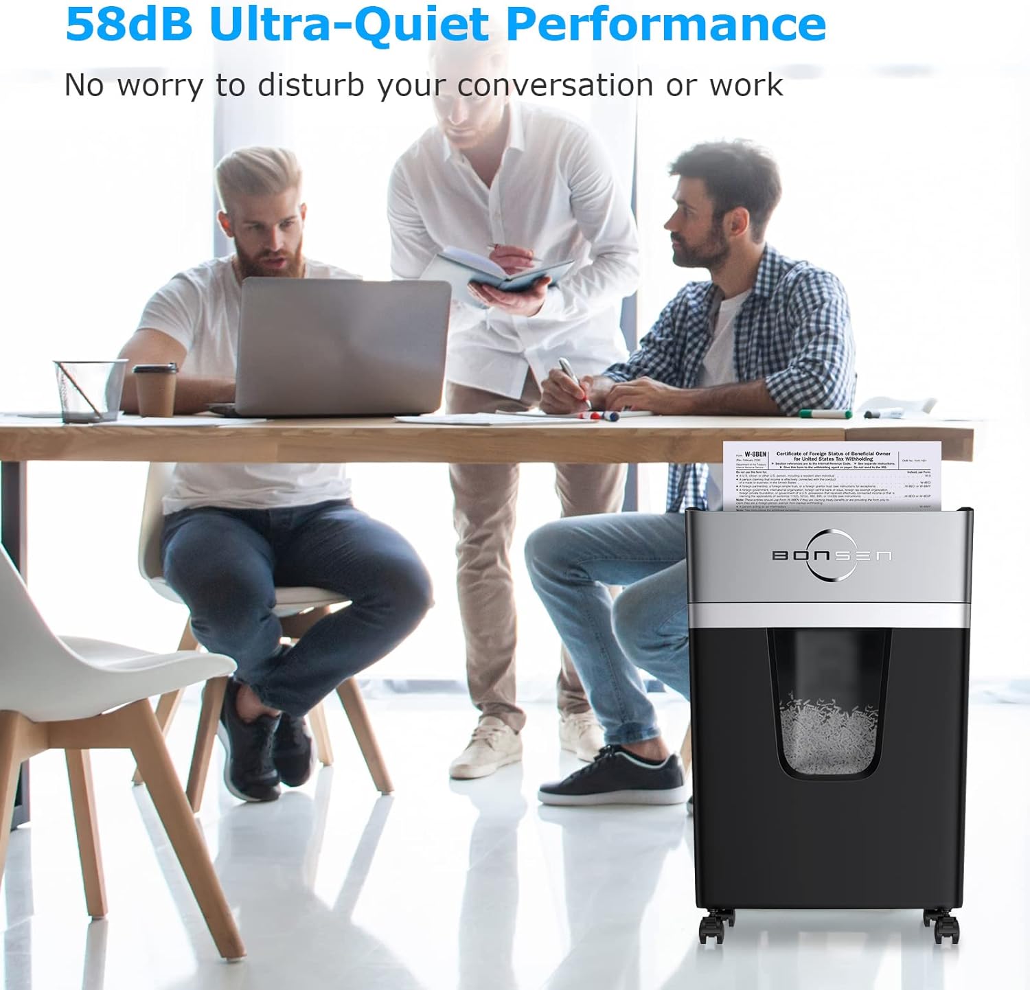 BONSEN 10-Sheet Super Micro-Cut Paper Shredder, High-Security Level P-5 Paper/Credit Card/Staples Quiet Shredder for Home Office, 30 Mins Running Time with 5.3 Gallons Pullout Basket (S3106) : Everything Else
