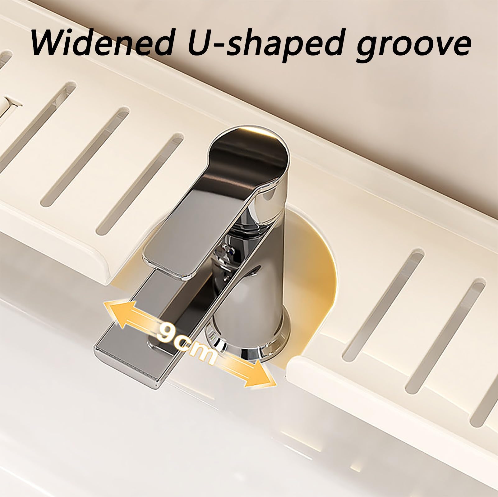 Waschbeckenablage, Wasserhahn-Organizer für Badezimmer, Leicht zu Entleeren, Robust und Langlebig, Platzsparend(White,50cm/19.7in)