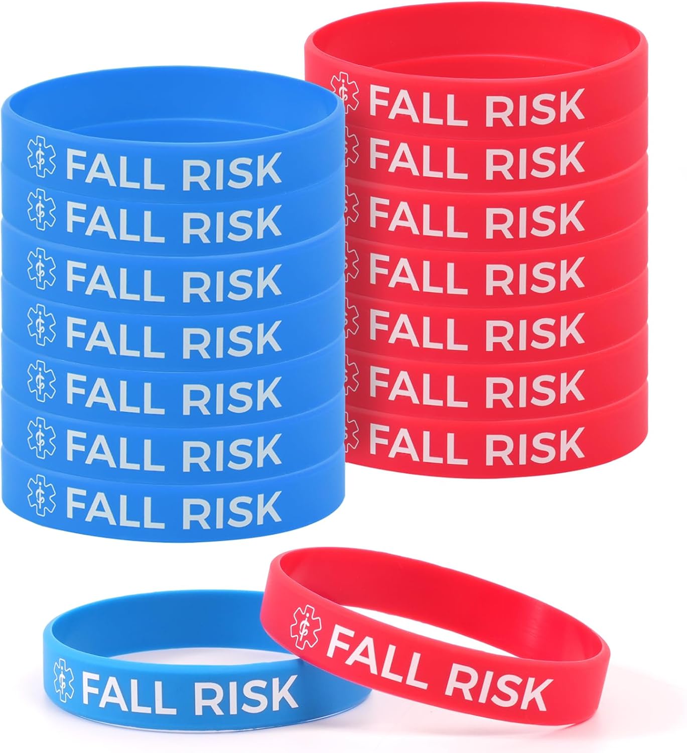 14 Pcs Fall Risk Silicone Bracelets, Emergency Alert Wristband for Men Women Elderly Hospital Patient, Emergency Alert Party Supplies, Decorations Prevent Falls Rubber Wristbands, (Red*7 & Blue*7)